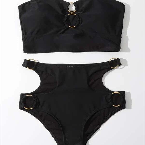 Solid Colour Split Swimming Costume Female